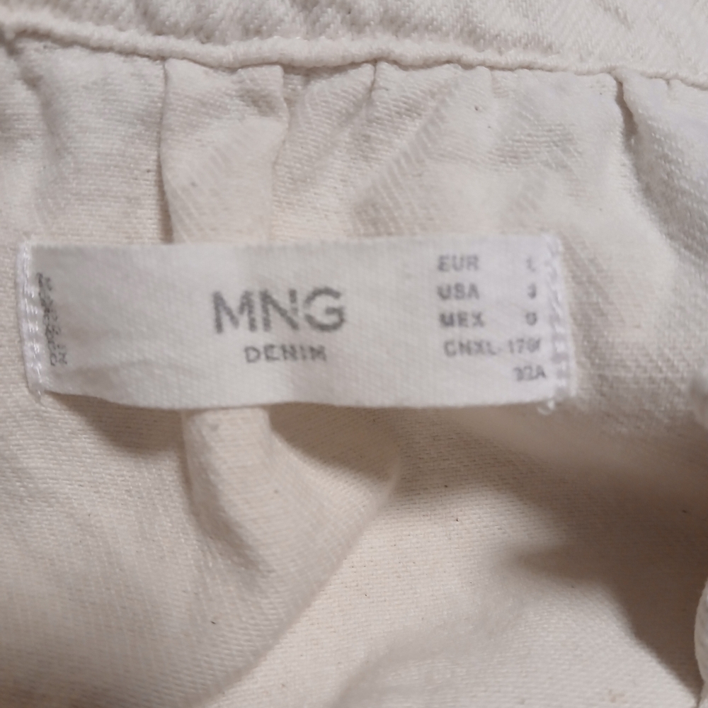 Mango Denim‎ Cream Button-Up Blouse Sz L - Picture 2 of 7